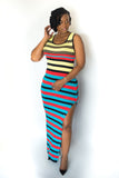 STRIPED COLORFUL "CANDI" DRESS WITH SNAPS