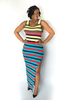 STRIPED COLORFUL "CANDI" DRESS WITH SNAPS
